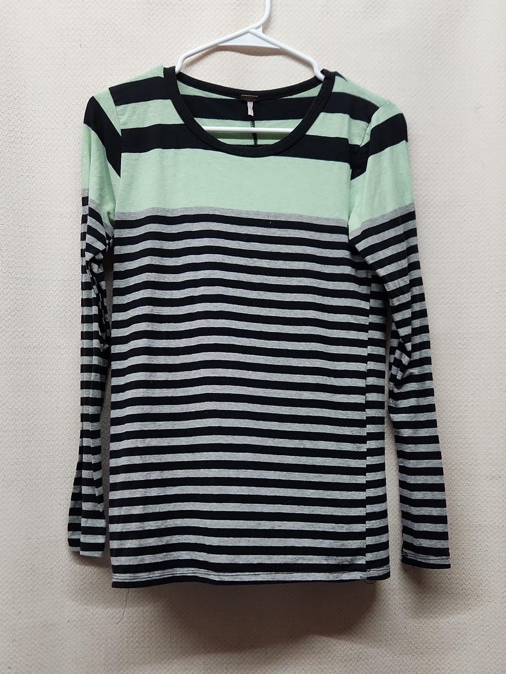 Poof! Mint and Black Striped Knit Top